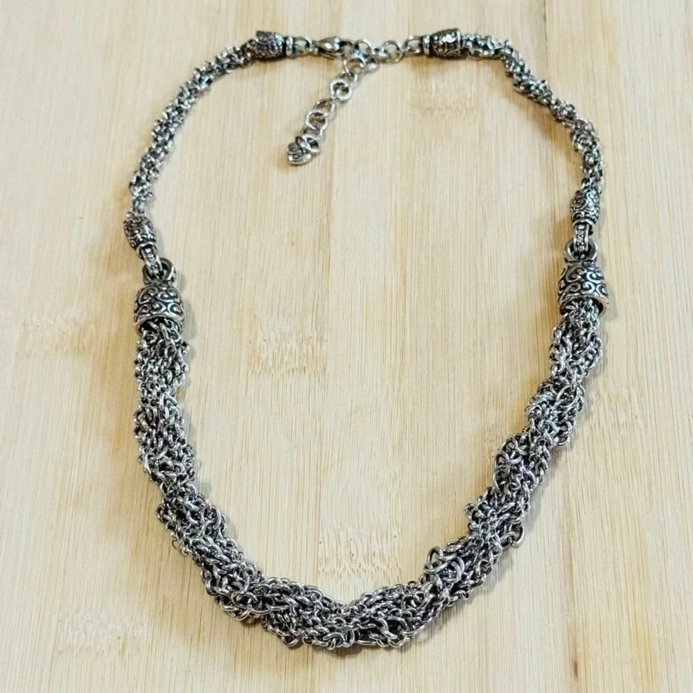 Brighton‎ Cher Jazz Collar Necklace Silver Plated chain braided retired 21